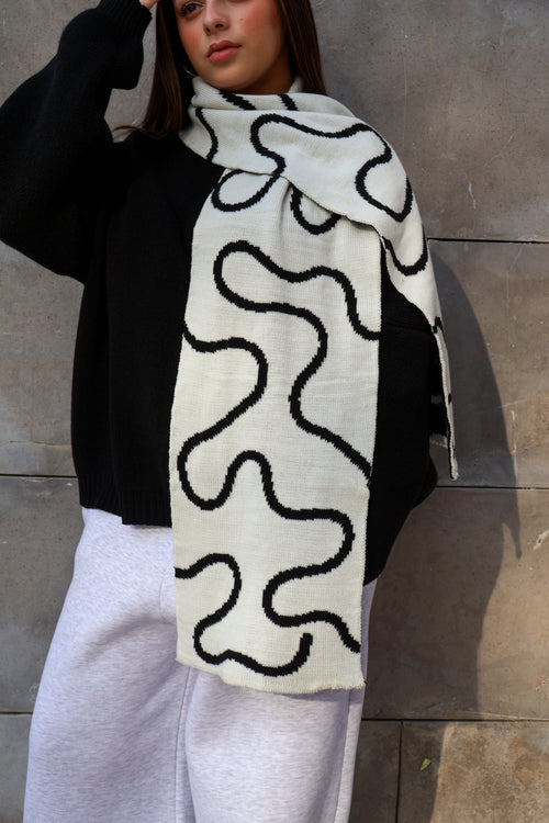 Black x White Lined Scarf