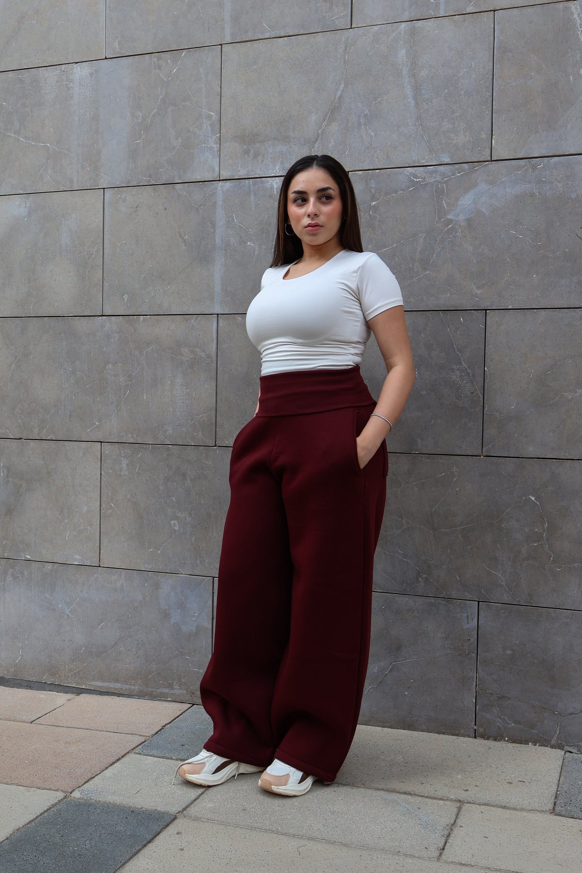 Burgundy Turn Over Pants