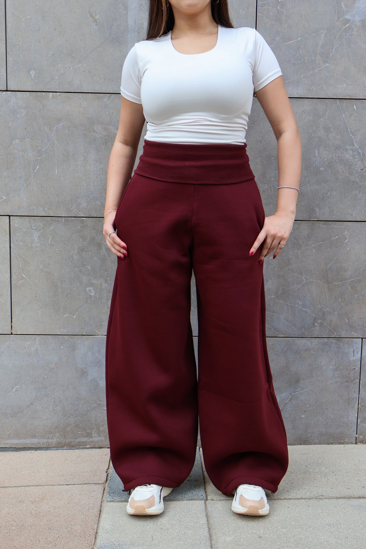 Burgundy Turn Over Pants