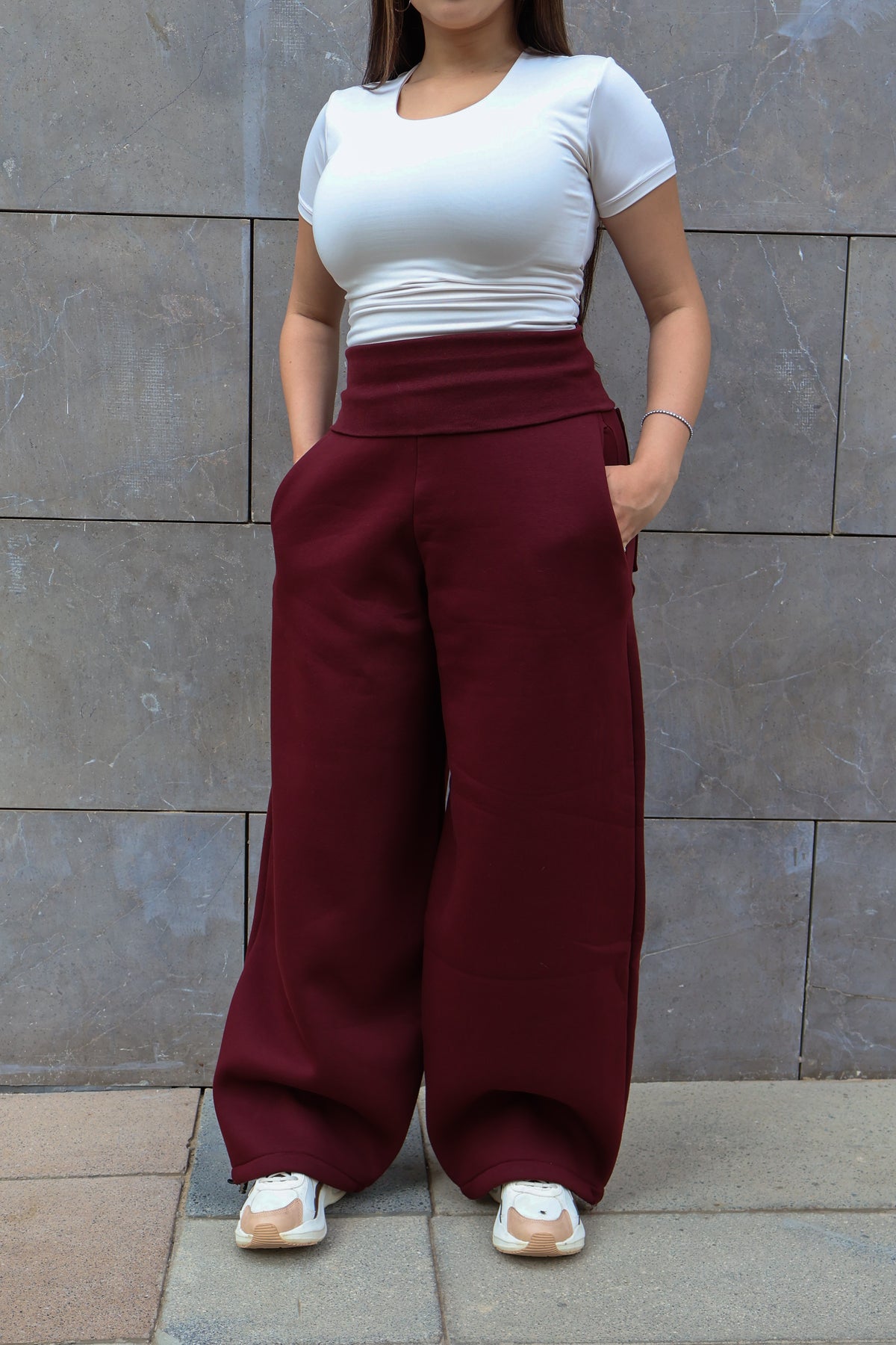 Burgundy Turn Over Pants
