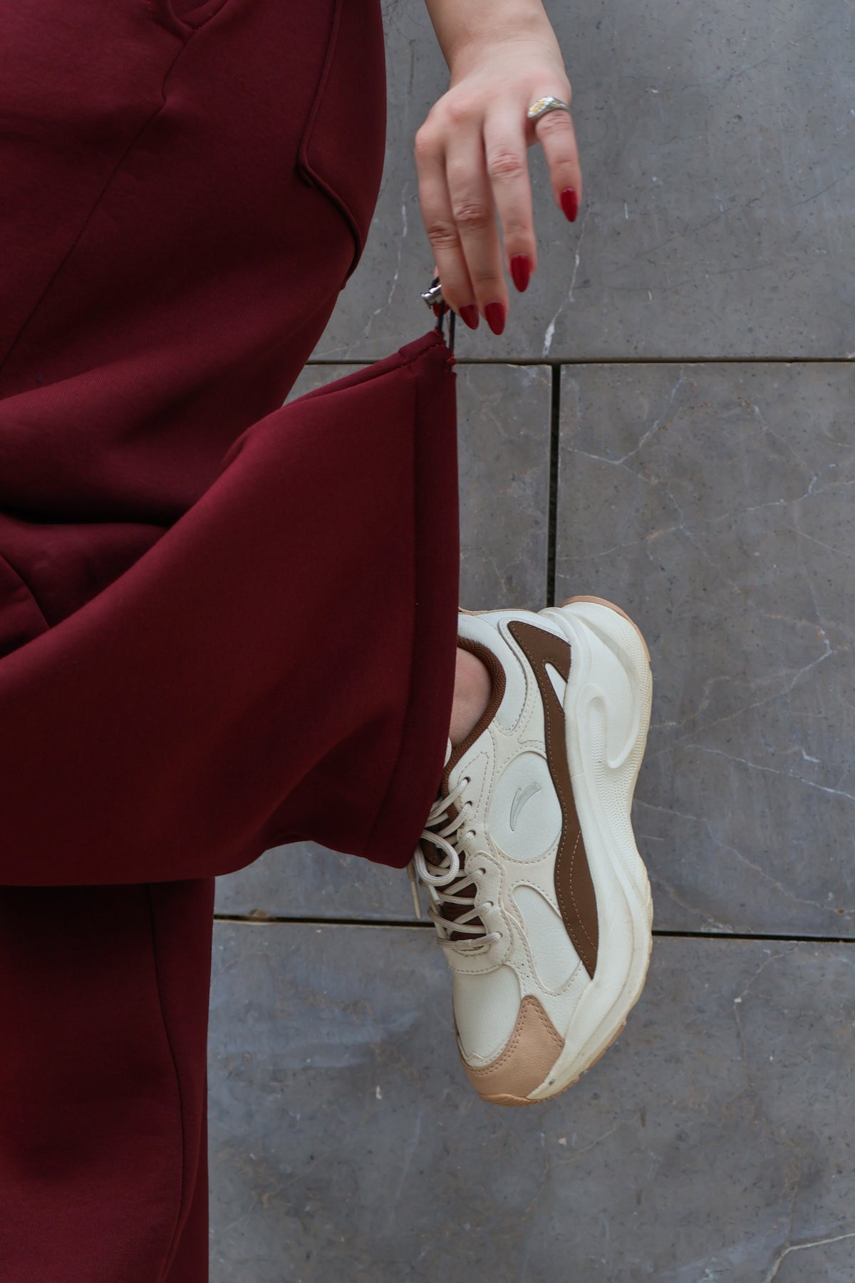 Burgundy Turn Over Pants