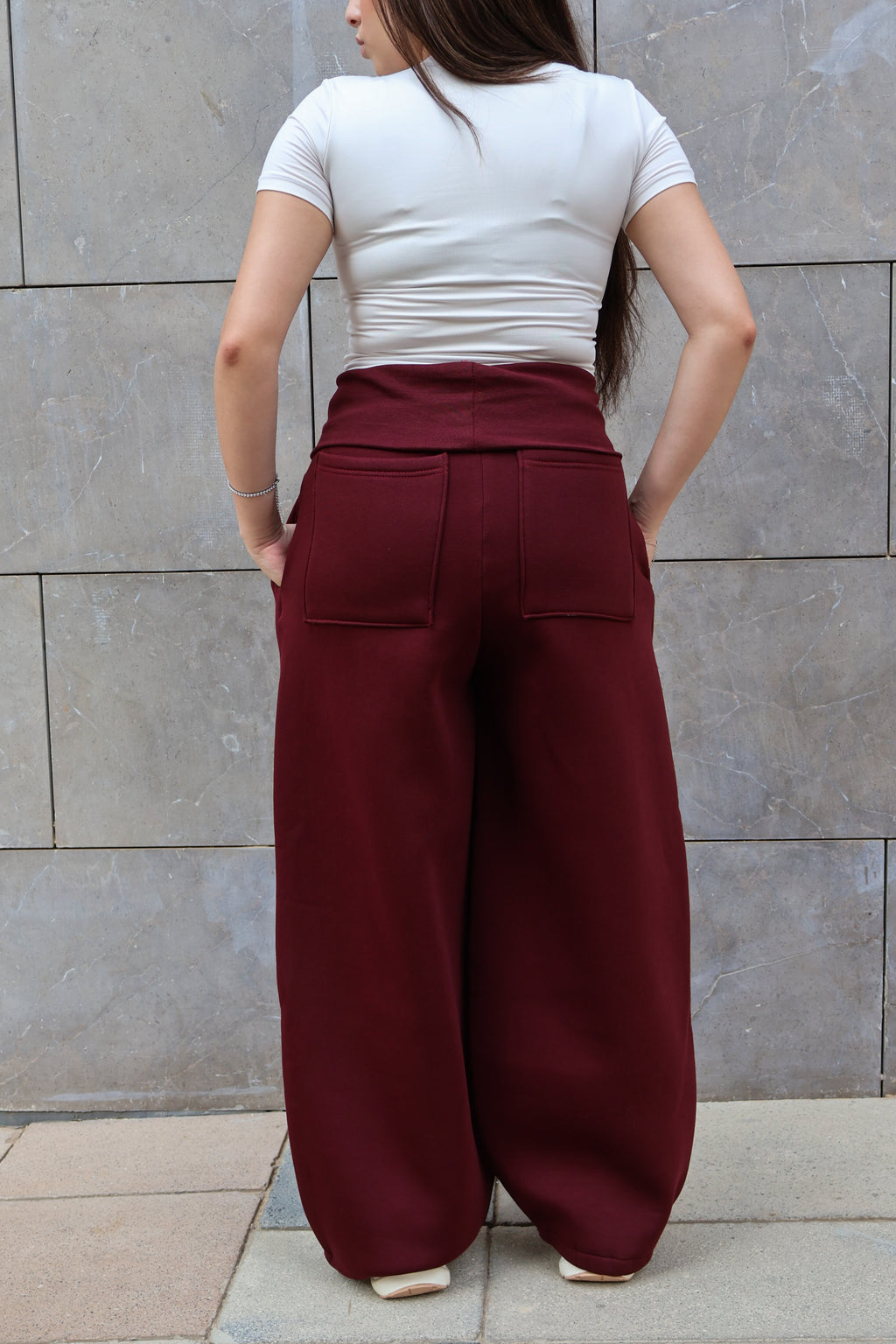 Burgundy Turn Over Pants