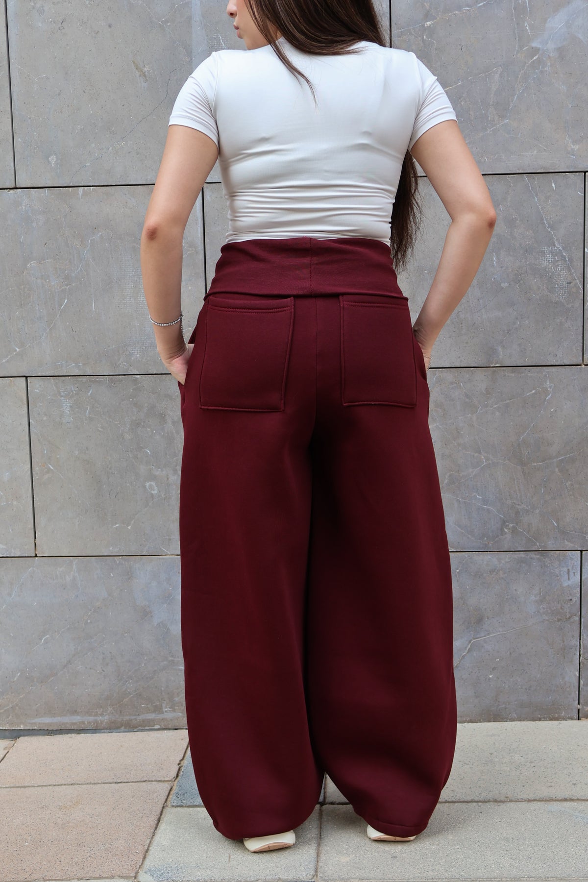 Burgundy Turn Over Pants