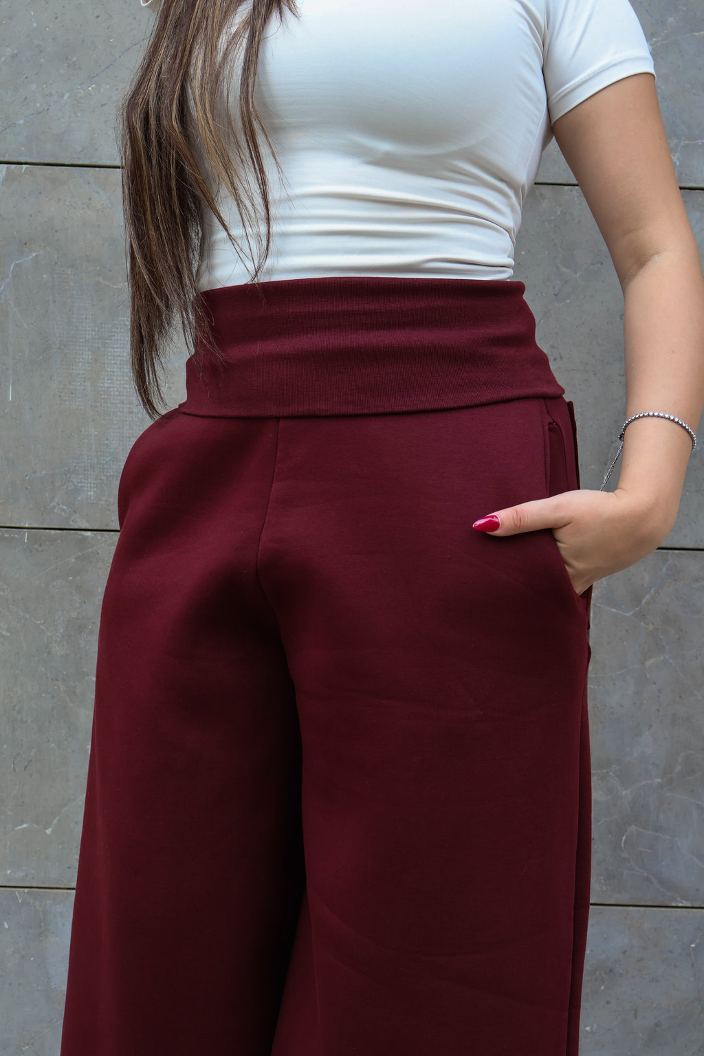 Burgundy Turn Over Pants
